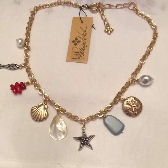 Patricia Nash Egyptian Gold & Silver Ox Finish Seashore Charm Necklace OS NWT - Picture 12 of 16